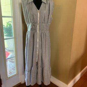 Umgee Blue and White Striped Maxi Dress